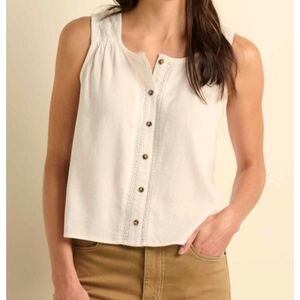 Toad & Co Eggret White Manzana Button Front Tank Top Women's Size Small